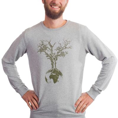 Fairwear Organic Sweater Men Heather Gray World Tree