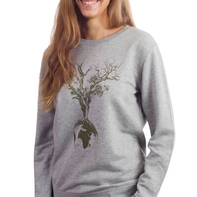 Fairwear Organic Sweater Women Heather Gray World tree