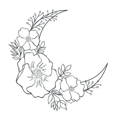 Temporary tattoo: floral moon