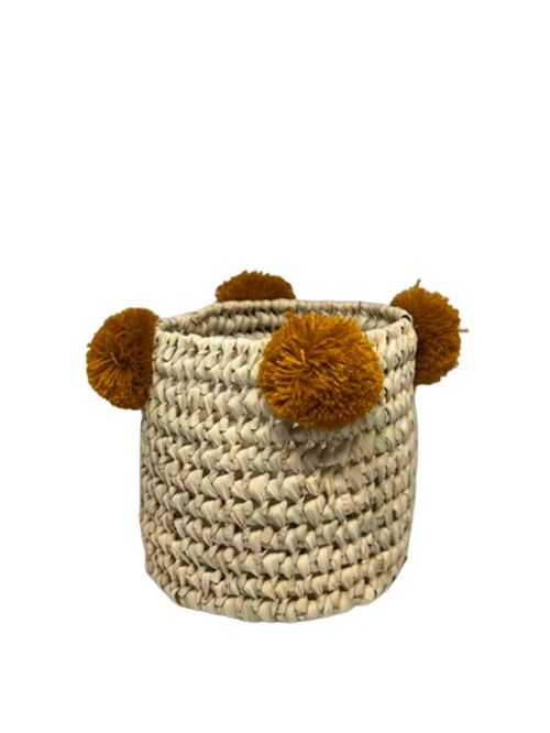 Pompom basket - Ocher yellow