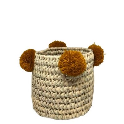 Pompom basket - Ocher yellow