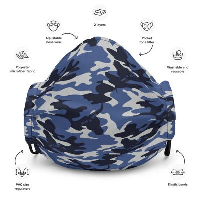 Face Mask Camouflage - Blue Camo Face Masks Exclusive Design - Inner Pocket For Filter