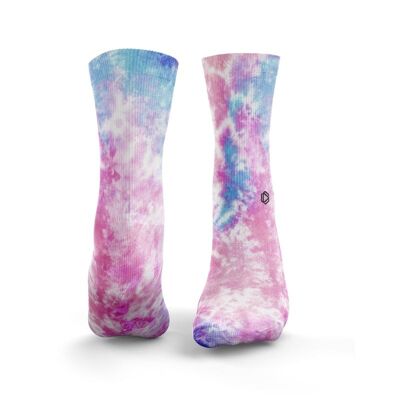 Multi-Colour Tie Dye Socks - Womens Frozen Pink & Blue
