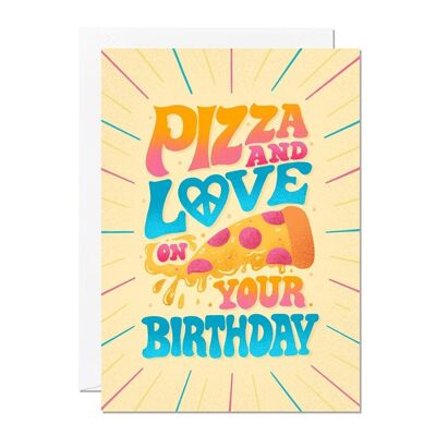 Pizza und Liebe zum Geburtstag | Grußkarte