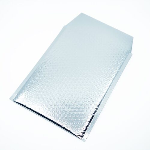 Enveloppe bulles métallisée argent - Pochette cadeau