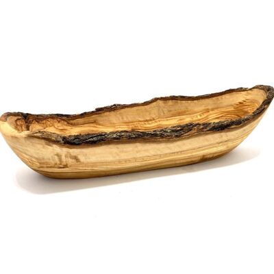Bol à pain RUSTIQUE, longueur environ 25 - 34 cm, en bois d'olivier