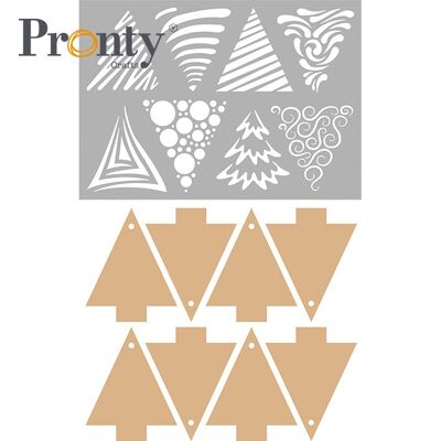 Pronty Crafts Stencil + MDF Christmas trees