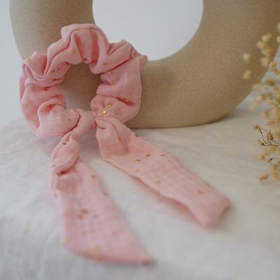 Ivana Children's Ribbon Scrunchie Tea rosa y dorado
