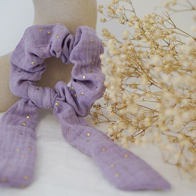Child's Ribbon Scrunchie Ivana Lilac and Gold