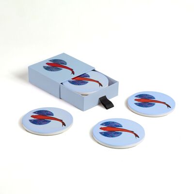 Set of 4 FishkoÔ ceramic coasters