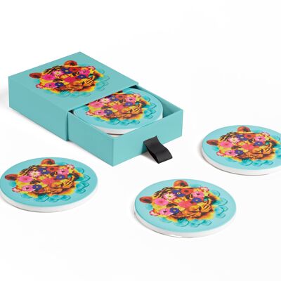 Set di 4 sottobicchieri in ceramica Masktiger