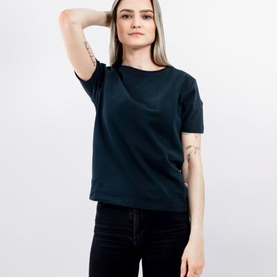 Camiseta ecológica Simpelhed Soft para mujer con certificación GOTS Dusty Black