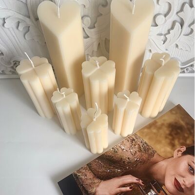 4-leaf clover pillars candle set