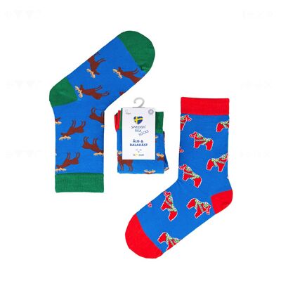 Chaussettes Svenska Fika - Elk & Dala Horse 36-40