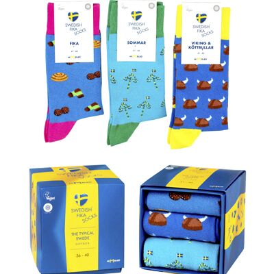 Schwedische Fika-Socken - Geschenkbox - 36-40