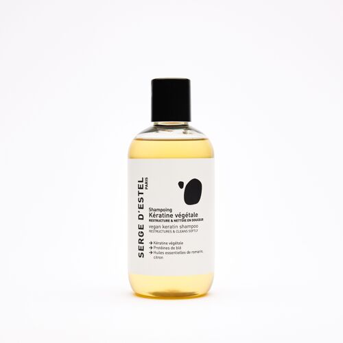 Shampoing sans Sulfate Kératine Végétale 99,5% D'origine naturelle - Certifié Ecocert COSMOS NATURAL - Vegan -Restructurant et Nettoie en douceur 250ml