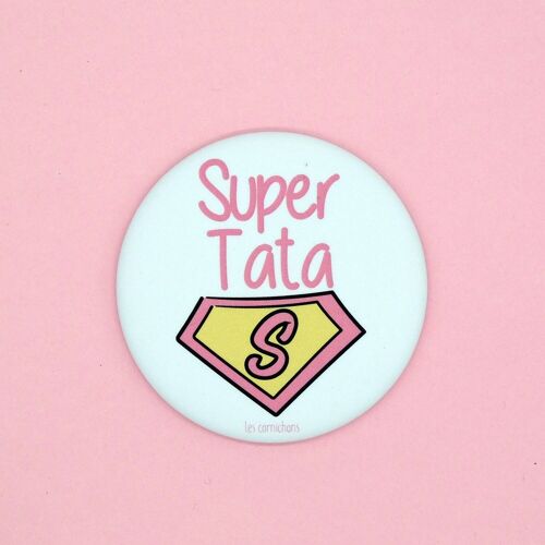 Magnet décapsuleur Super Tata - cadeau famille - mariage - anniversaire - made in france