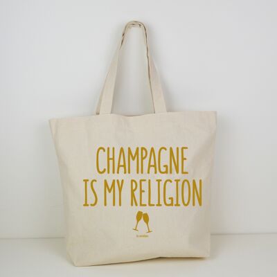 Tote bag Champagne is my religion cotton tote bag