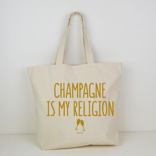 Cabas Champagne is my religion sac cabas en coton