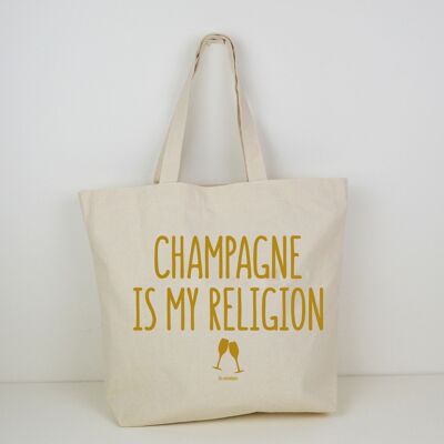 Tote bag El champán es mi religión bolso tote de algodón