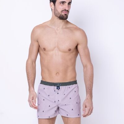 Le pirate - caleçon en coton aubergine, bleu, kaki - taille s