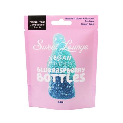 Botellas Veganas de Frambuesa Azul con Gas (Sin Plástico) 65g