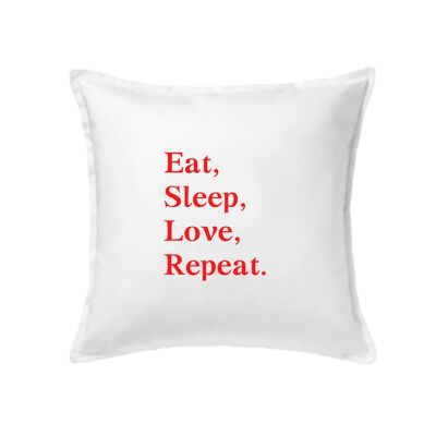 SAINT-VALENTIN HOUSSE DE COUSSIN "EAT SLEEP LOVE REPEAT", 50x50cm