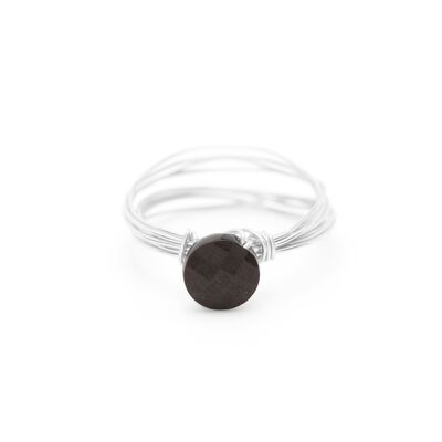 bague bouton multirangs argent noir