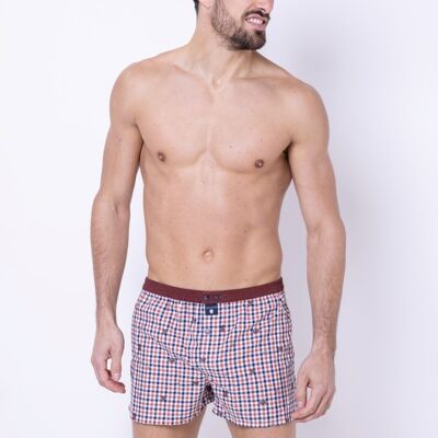 ANIMALES DEL BOSQUE - BÓXER DE ALGODÓN AZUL, BLANCO Y MARRÓN PARA HOMBRE - TALLA XS