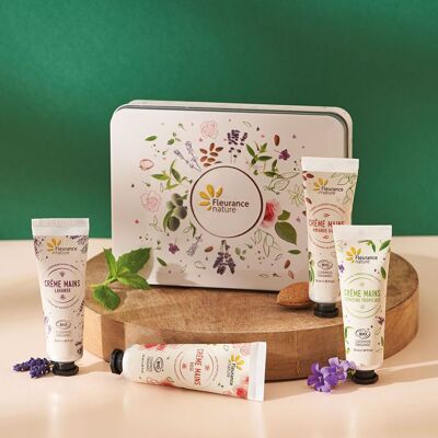 Coffret mains beige instant douceur - amande rose lavande verveine bio - fête des mères