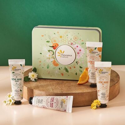 Coffret mains vert eveil des sens - fleur de cerisier jasmin mandarine miel bio - fête des mères