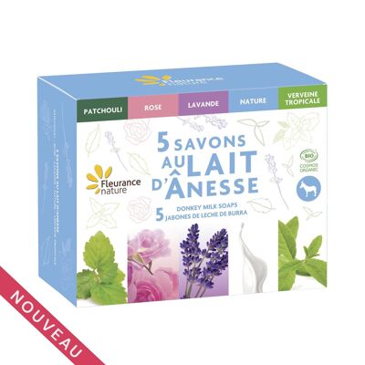 Coffret 5 savons au lait d'anesse bio