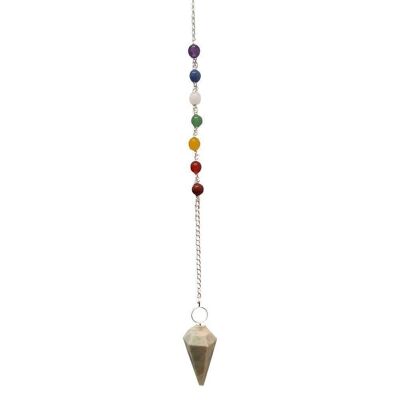 Pendolo con catena di perline 7 chakra, amazzonite