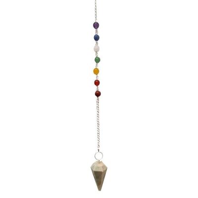 Péndulo con Cadena de Cuentas de 7 Chakras, Amazonita