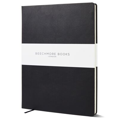 Charcoal Black A4 Ruled Hardcover Vegan Leather Journal