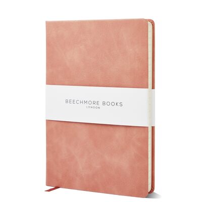 Cuaderno de cuero vegano de tapa dura con rayas A5 de madera rosa