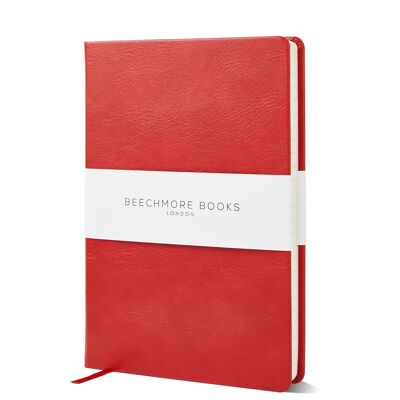 Scarlet Red A5 Ruled Hardcover Vegan Leather Journal