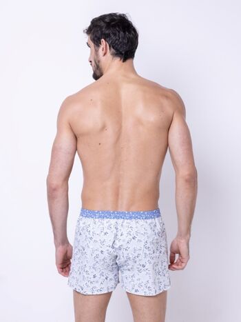 Le victorieux - caleçon homme en coton bleu et blanc à motif floral - taille l 6