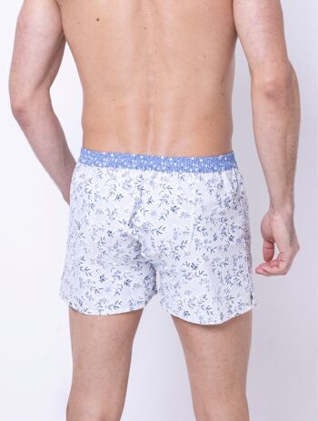 Le victorieux - caleçon homme en coton bleu et blanc à motif floral - taille l 7