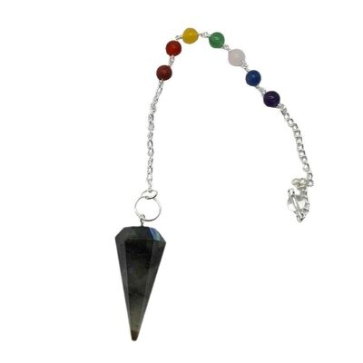 Pendulum with 7 Chakra Beaded Chain, Labradorite