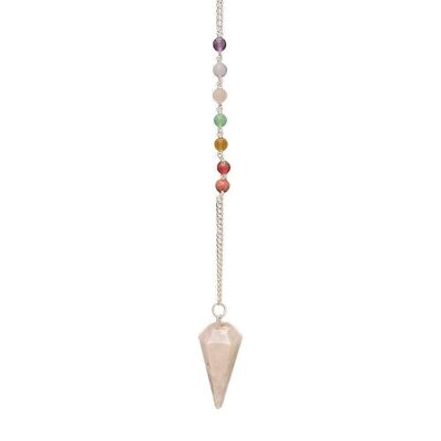 Pendulum with 7 Chakra Beaded Chain, Rainbow Moonstone