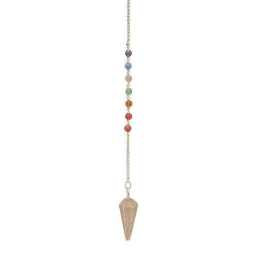 Pendulum with 7 Chakra Beaded Chain, Selenite