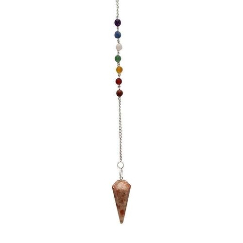 Pendulum with 7 Chakra Beaded Chain, Sunstone