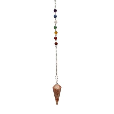 Péndulo con cadena de cuentas de 7 chakras, Sunstone