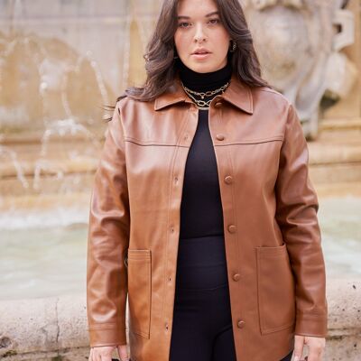 Pauline Vegan Leather Jacket CAMEL