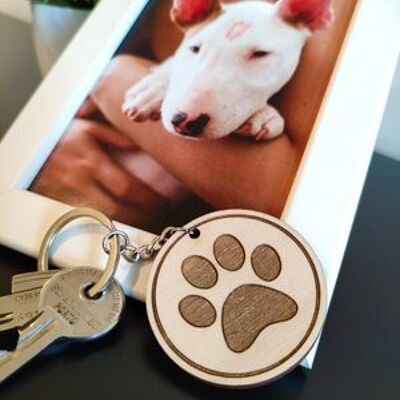 Wooden Dog Paw Keychain, Wood Pet Keyring Acessory