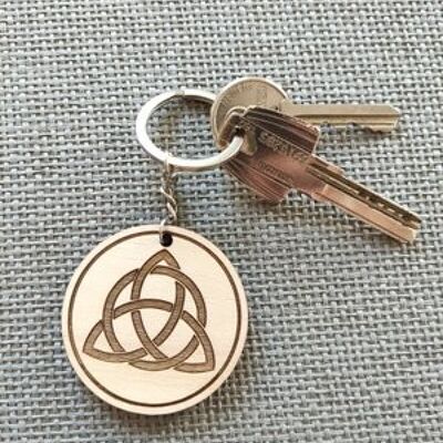 Wooden Triquetra Keychain, Wood Keyring Acessory