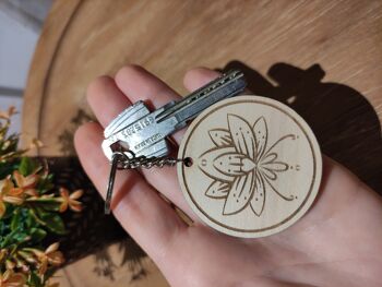 Porte-clés en bois de fleur de lotus, accessoire de porte-clés en bois - 2 2