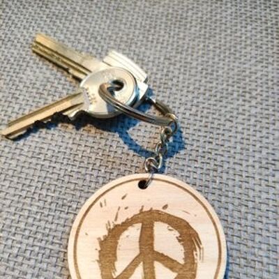 Peace-Schlüsselanhänger aus Holz, Schlüsselanhänger aus Holz