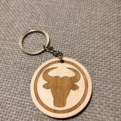 Porte-clés en bois de signe de taureau, accessoire de porte-clés en bois du zodiaque